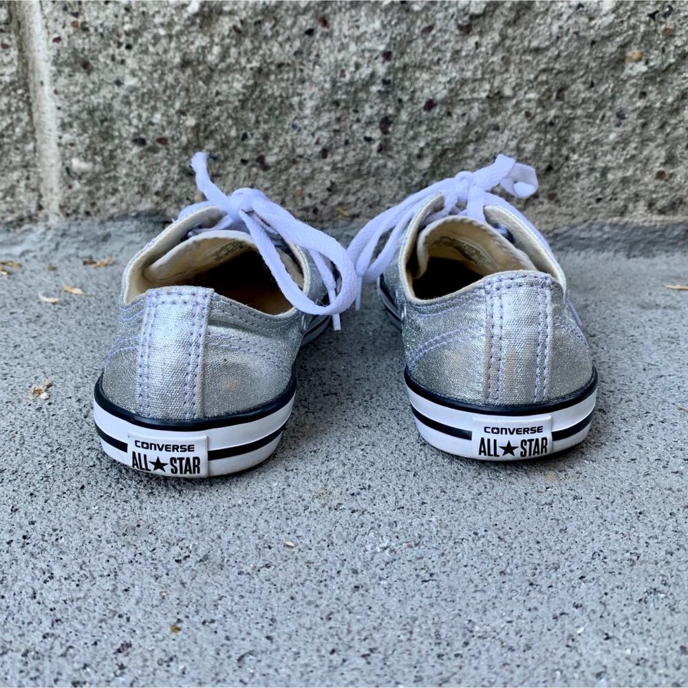 CONVERSE Silver Metallic Sneakers Womens 5 35.5 Chuck Taylor All Star Low Shoe - Picture 6 of 11